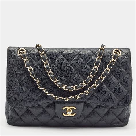 chanel caviar leather bag|CHANEL Caviar Quilted Jumbo Double Flap Black.